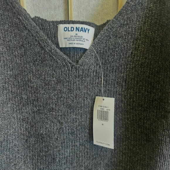 Old Navy Charcoal Gray V-Neck Thick Rib-Knit Sweater Tank Top Women Sz. M - Picture 4 of 7